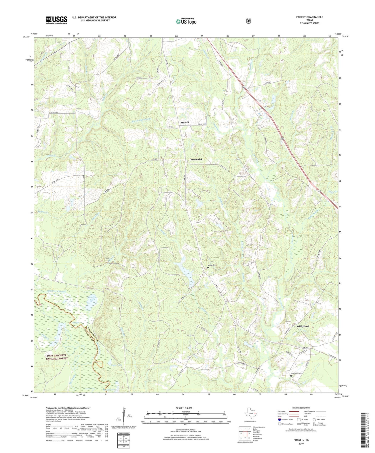 Forest Texas US Topo Map Image