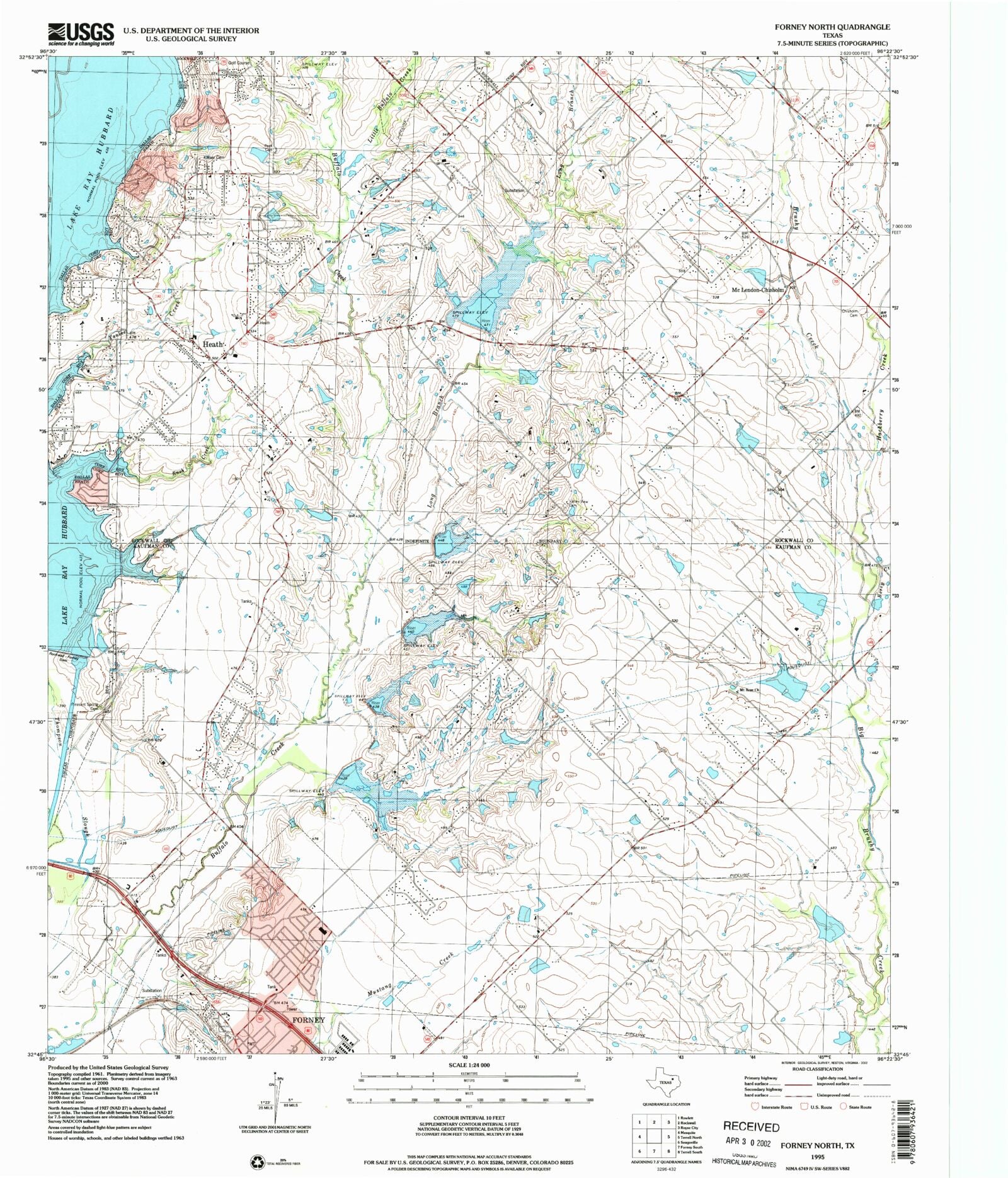 Classic USGS Forney North Texas 7.5'x7.5' Topo Map – MyTopo Map Store