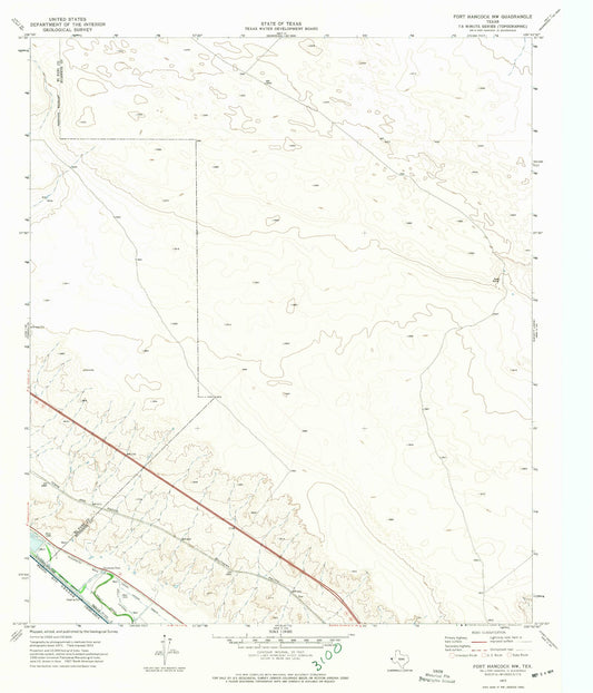 Classic USGS Fort Hancock NW Texas 7.5'x7.5' Topo Map Image