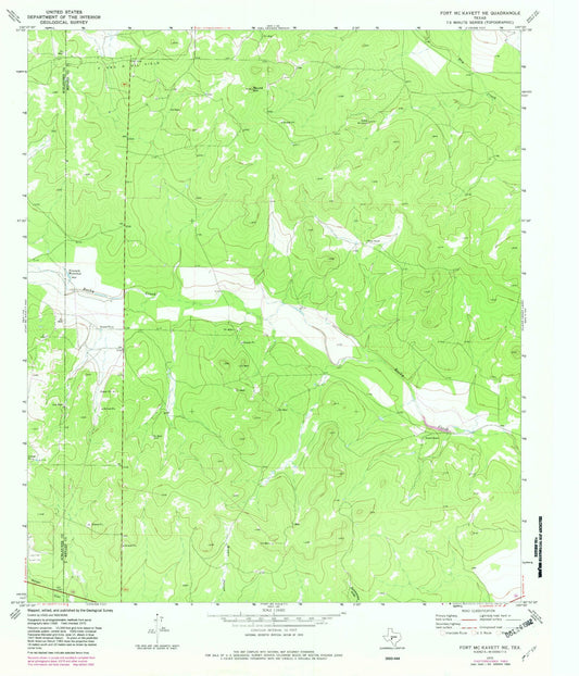 Classic USGS Fort McKavett NE Texas 7.5'x7.5' Topo Map Image