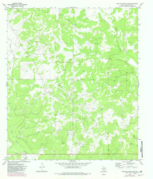 Classic USGS Fort McKavett NW Texas 7.5'x7.5' Topo Map Image