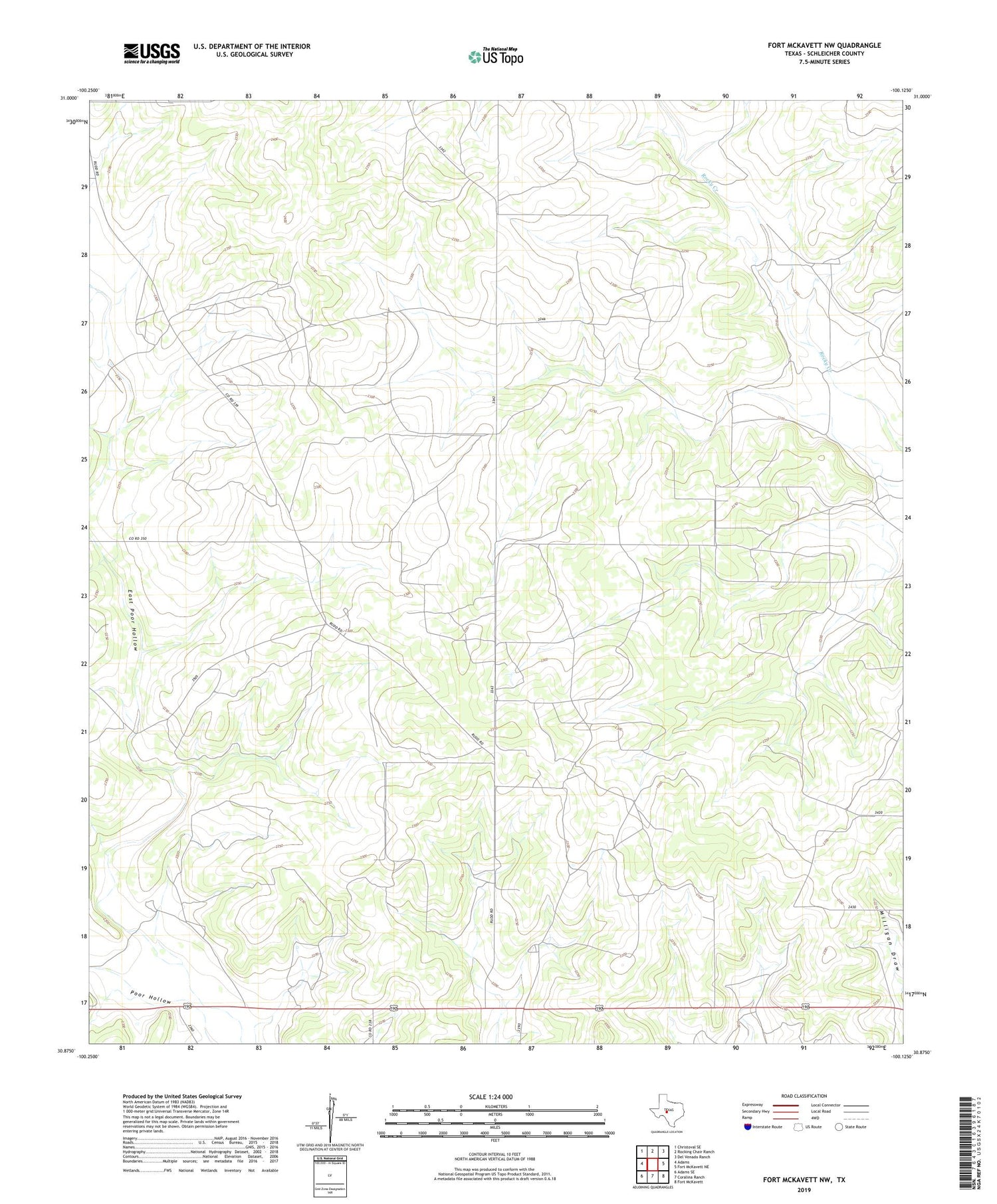 Fort McKavett NW Texas US Topo Map Image