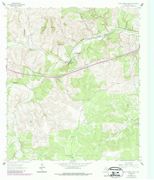 Classic USGS Fort Terrett Ranch Texas 7.5'x7.5' Topo Map Image
