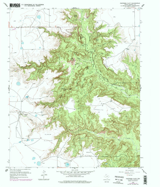 USGS Classic Fortress Cliff Texas 7.5'x7.5' Topo Map Image