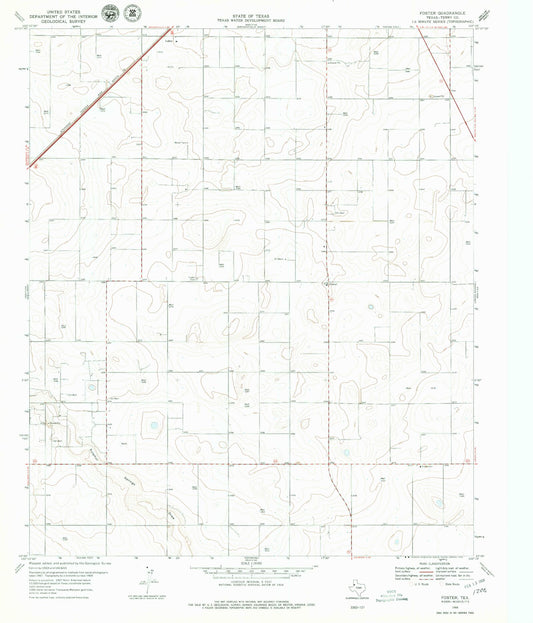 Classic USGS Foster Texas 7.5'x7.5' Topo Map Image
