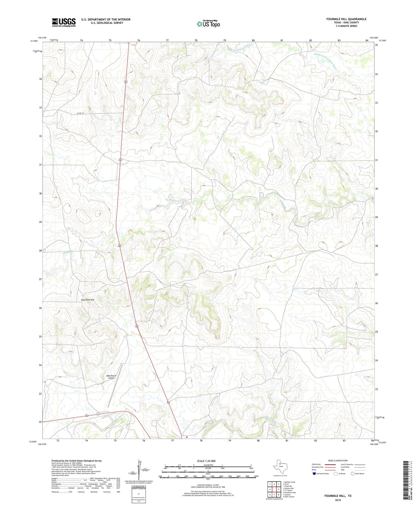 Fourmile Hill Texas US Topo Map Image
