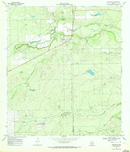 Classic USGS Fowlerton Texas 7.5'x7.5' Topo Map Image