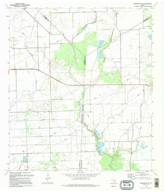 Classic USGS Francitas NE Texas 7.5'x7.5' Topo Map Image