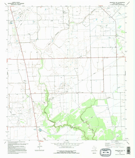 Classic USGS Francitas NW Texas 7.5'x7.5' Topo Map Image