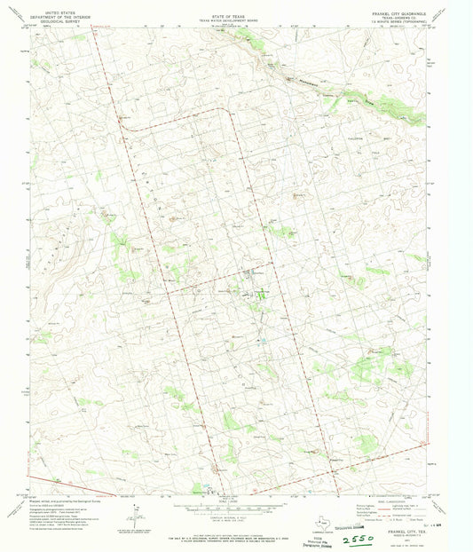 Classic USGS Frankel City Texas 7.5'x7.5' Topo Map Image