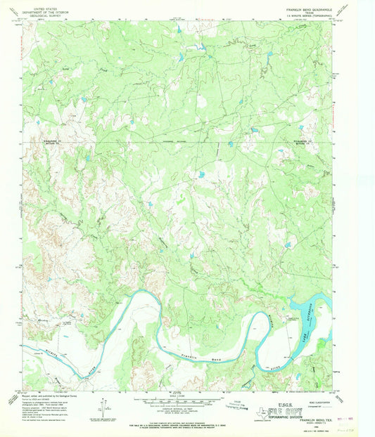 Classic USGS Franklin Bend Texas 7.5'x7.5' Topo Map Image