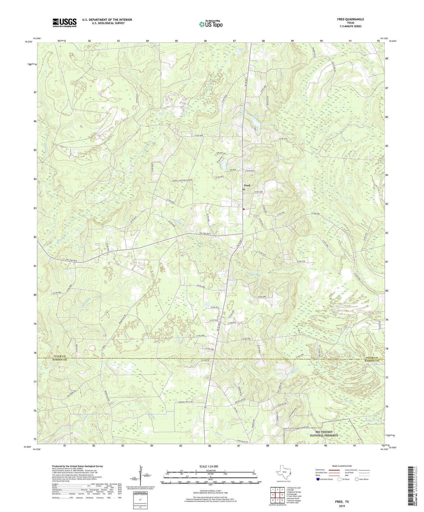 Fred Texas US Topo Map Image