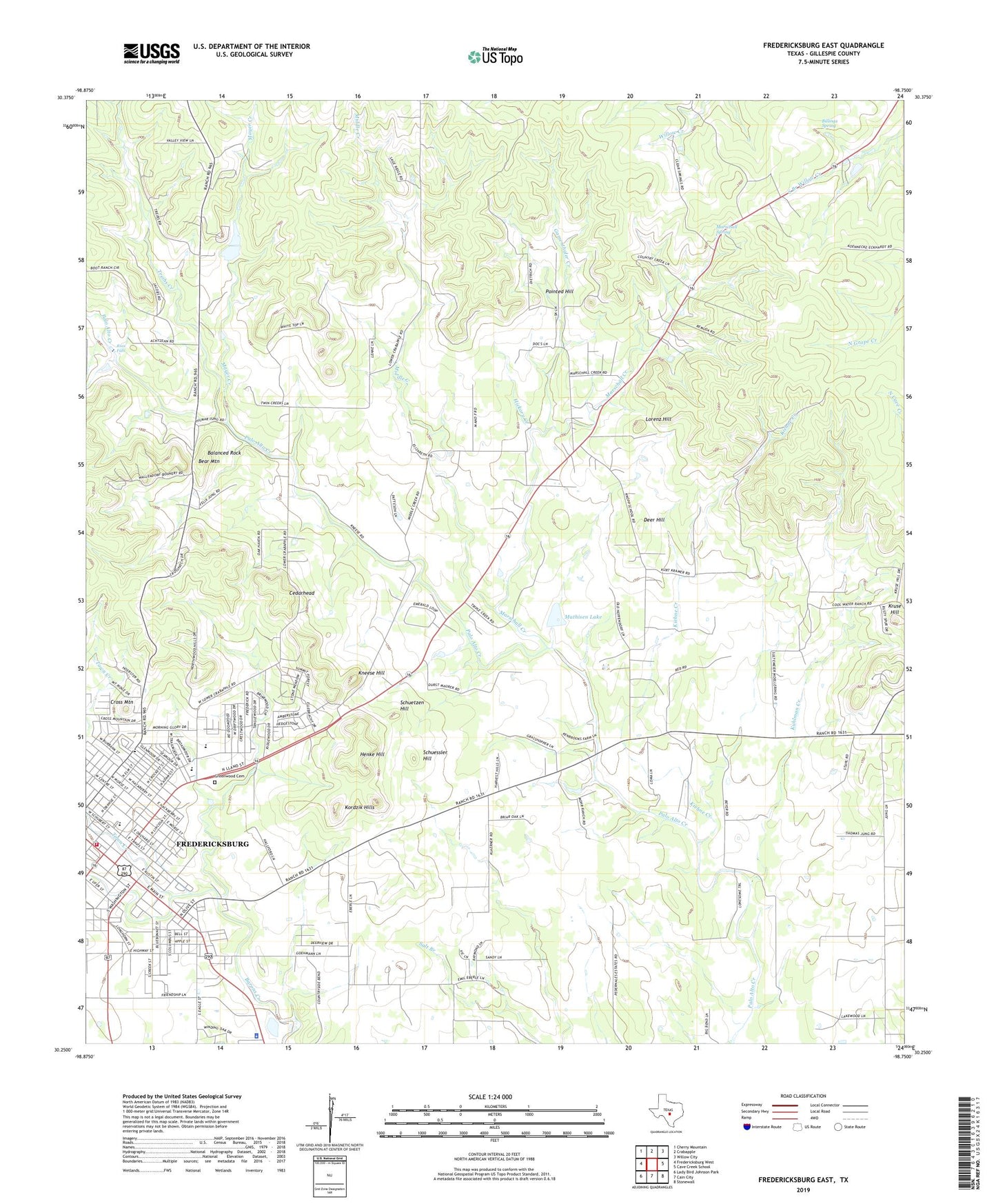 Fredericksburg East Texas US Topo Map Image