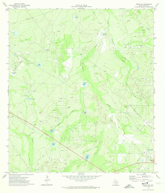Classic USGS Freer NW Texas 7.5'x7.5' Topo Map Image