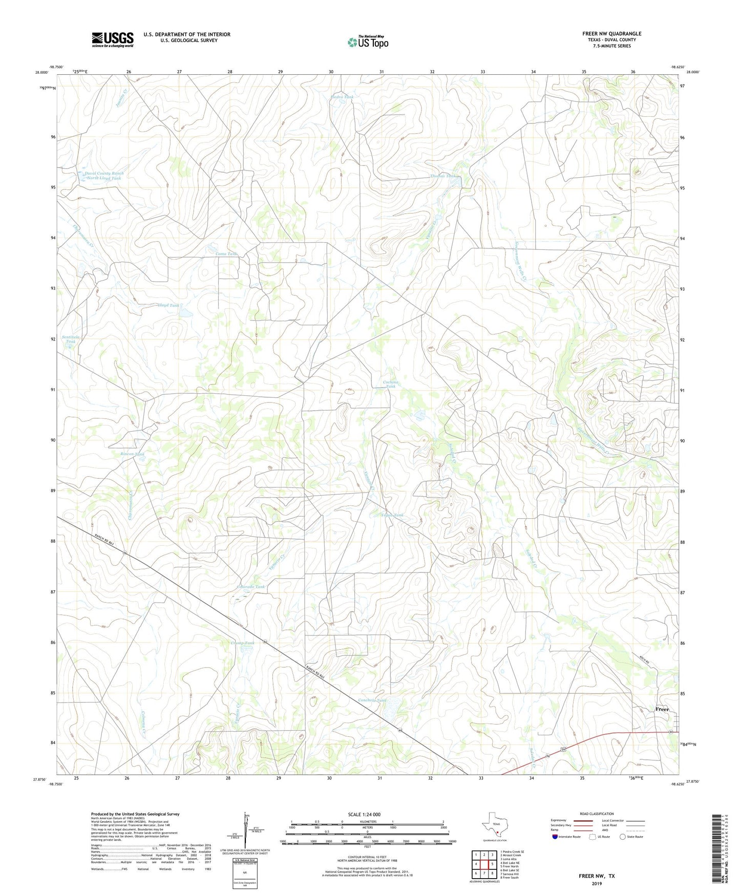 Freer NW Texas US Topo Map Image