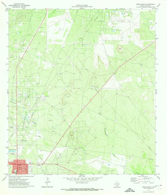 Classic USGS Freer North Texas 7.5'x7.5' Topo Map Image