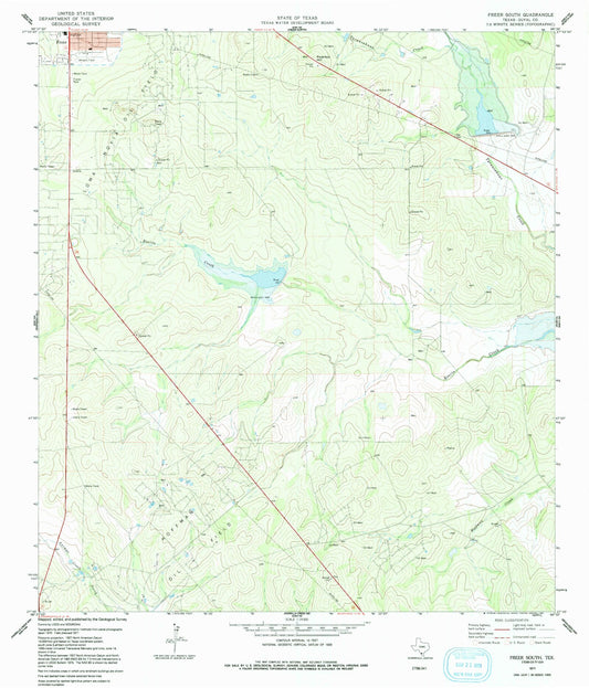 Classic USGS Freer South Texas 7.5'x7.5' Topo Map Image