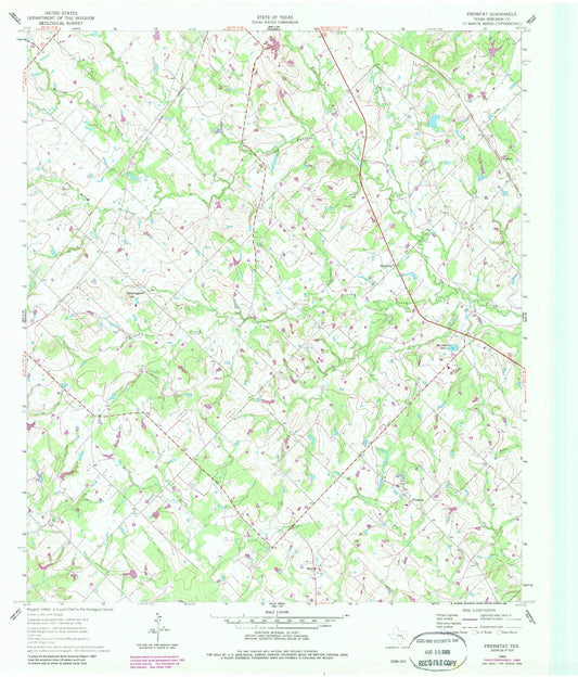 Classic USGS Frenstat Texas 7.5'x7.5' Topo Map Image