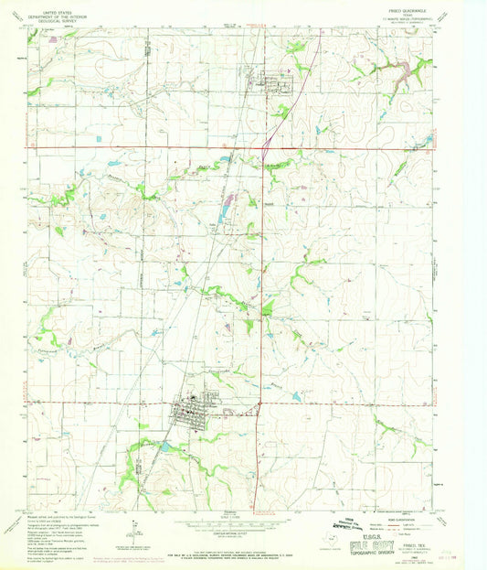 Classic USGS Frisco Texas 7.5'x7.5' Topo Map Image