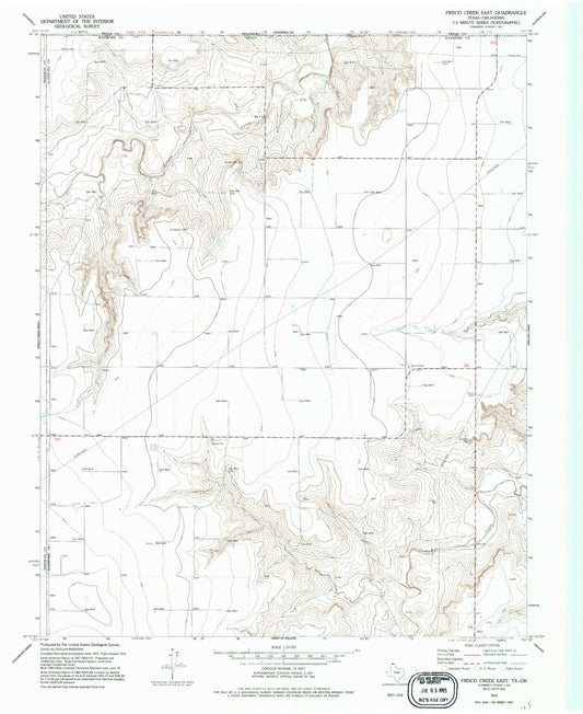 Classic USGS Frisco Creek East Texas 7.5'x7.5' Topo Map Image