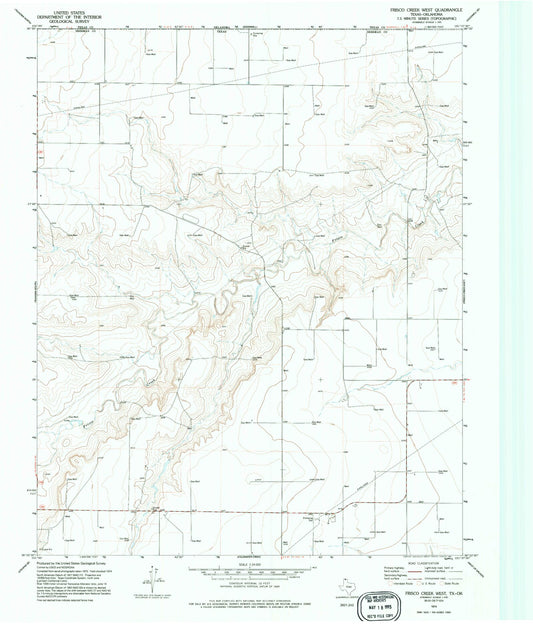 Classic USGS Frisco Creek West Texas 7.5'x7.5' Topo Map Image