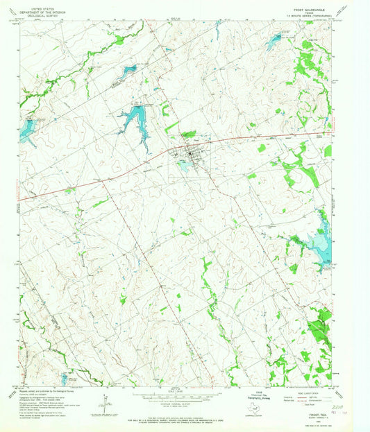 Classic USGS Frost Texas 7.5'x7.5' Topo Map Image