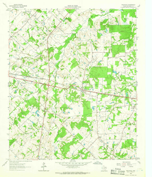 Classic USGS Fruitvale Texas 7.5'x7.5' Topo Map Image