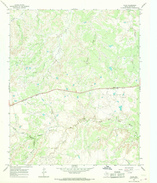 Classic USGS Fulda Texas 7.5'x7.5' Topo Map Image