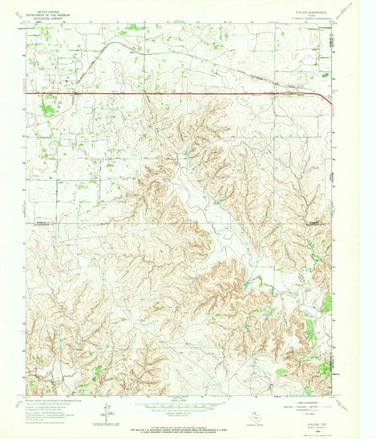 Classic USGS Fuller Texas 7.5'x7.5' Topo Map Image
