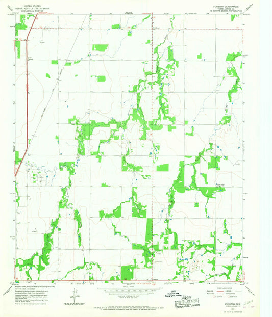 Classic USGS Funston Texas 7.5'x7.5' Topo Map Image
