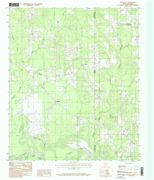 Classic USGS Galloway Texas 7.5'x7.5' Topo Map Image