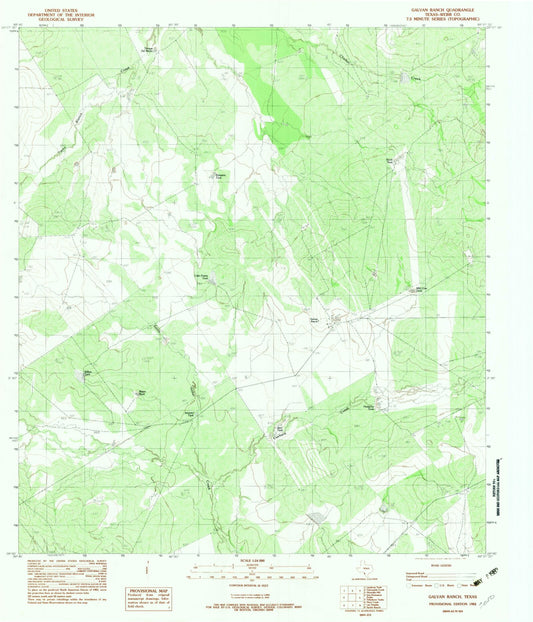 Classic USGS Galvan Ranch Texas 7.5'x7.5' Topo Map Image