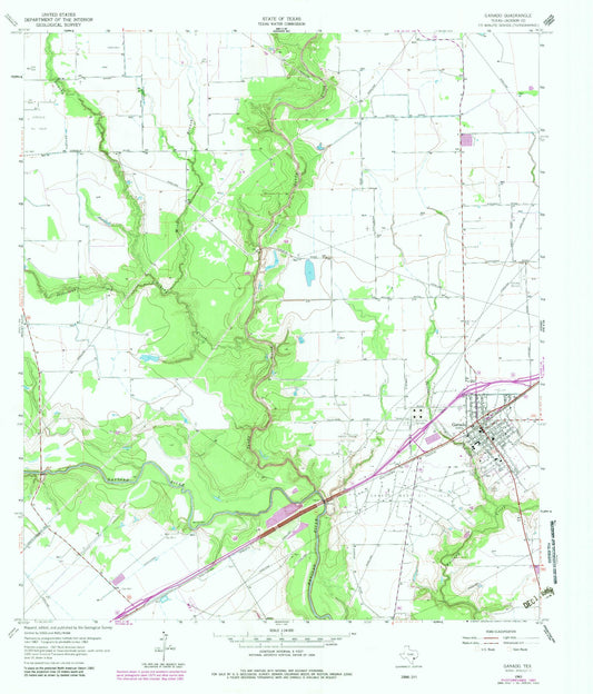 Classic USGS Ganado Texas 7.5'x7.5' Topo Map Image