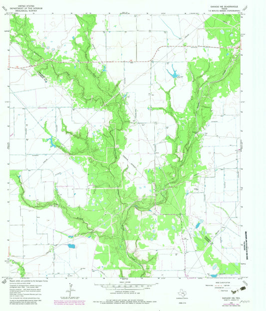 Classic USGS Ganado NE Texas 7.5'x7.5' Topo Map Image