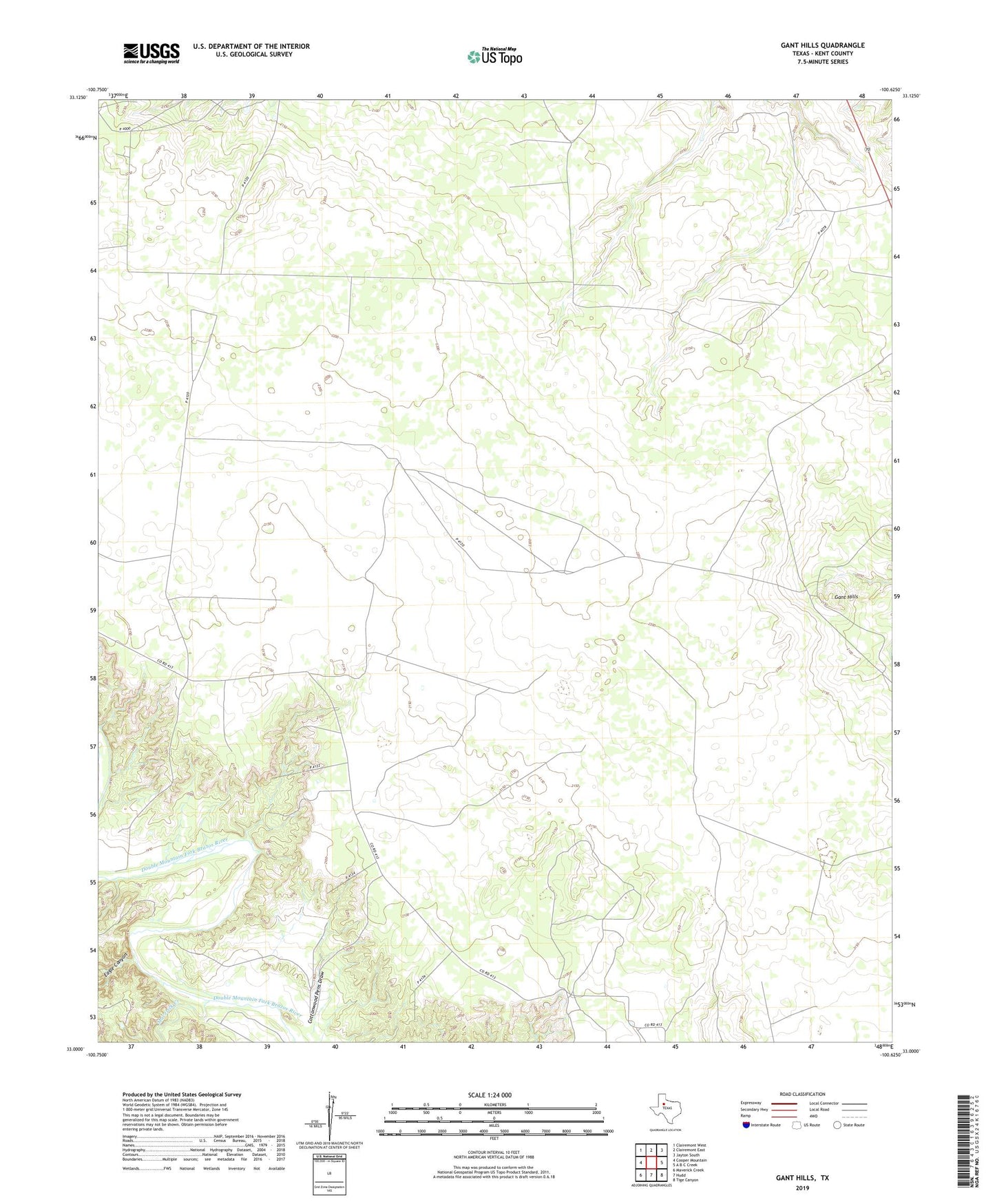 Gant Hills Texas US Topo Map Image