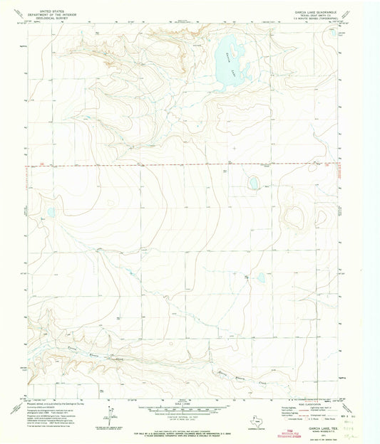 Classic USGS Garcia Lake Texas 7.5'x7.5' Topo Map Image