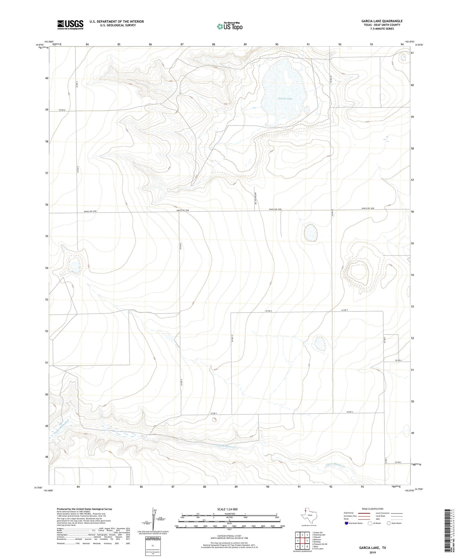 Garcia Lake Texas US Topo Map Image