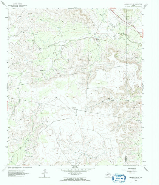 Classic USGS Garden City NE Texas 7.5'x7.5' Topo Map Image