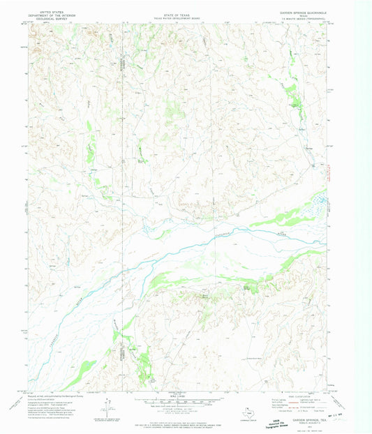 Classic USGS Garden Springs Texas 7.5'x7.5' Topo Map Image