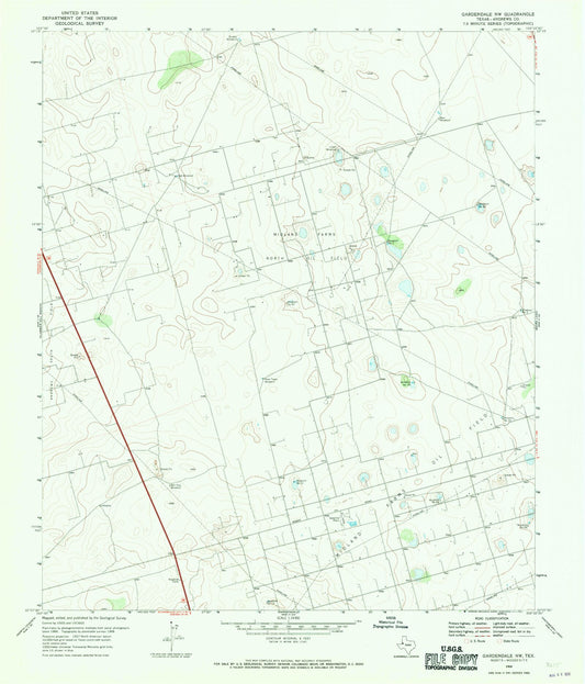 Classic USGS Gardendale NW Texas 7.5'x7.5' Topo Map Image