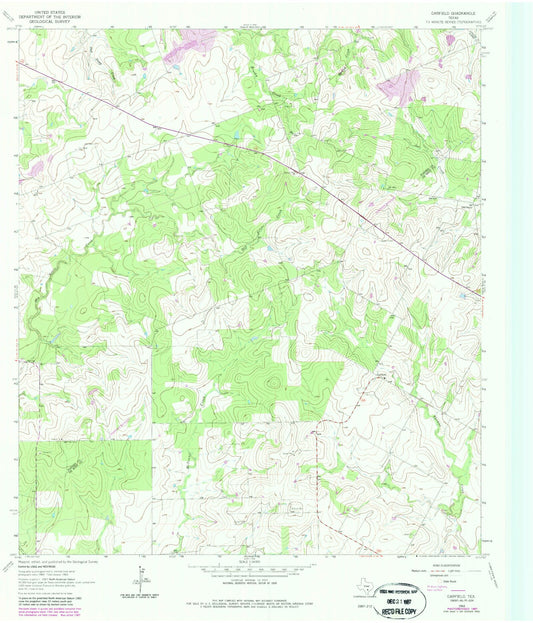 Classic USGS Garfield Texas 7.5'x7.5' Topo Map Image
