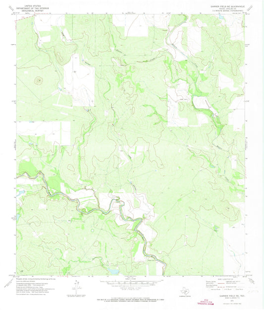Classic USGS Garner Field NE Texas 7.5'x7.5' Topo Map Image