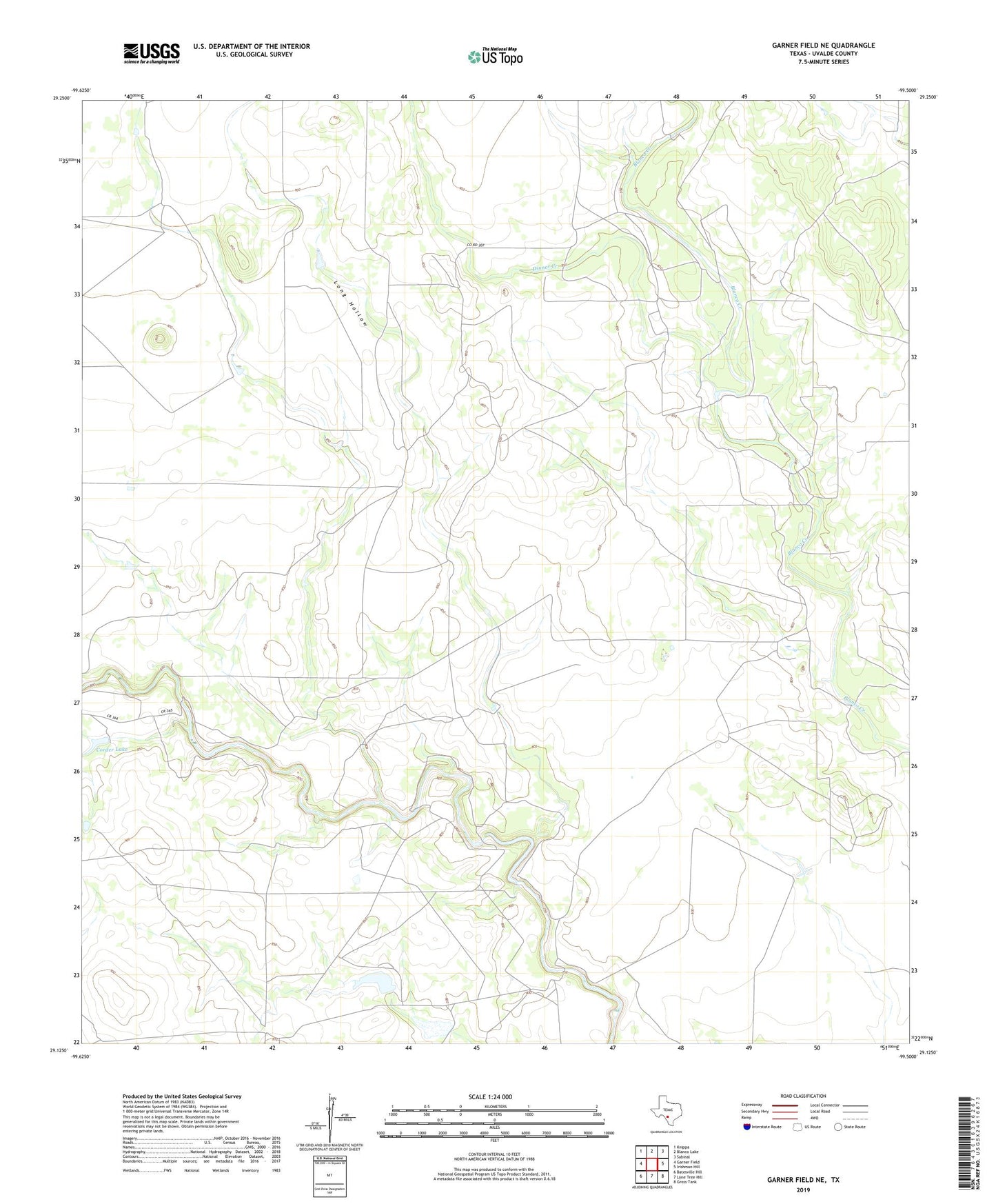 Garner Field NE Texas US Topo Map Image