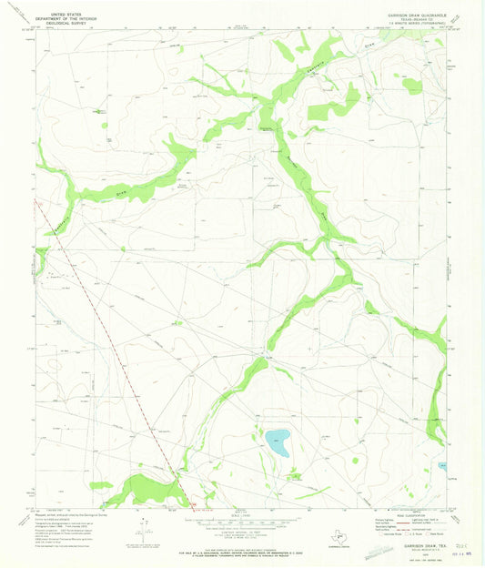 Classic USGS Garrison Draw Texas 7.5'x7.5' Topo Map Image