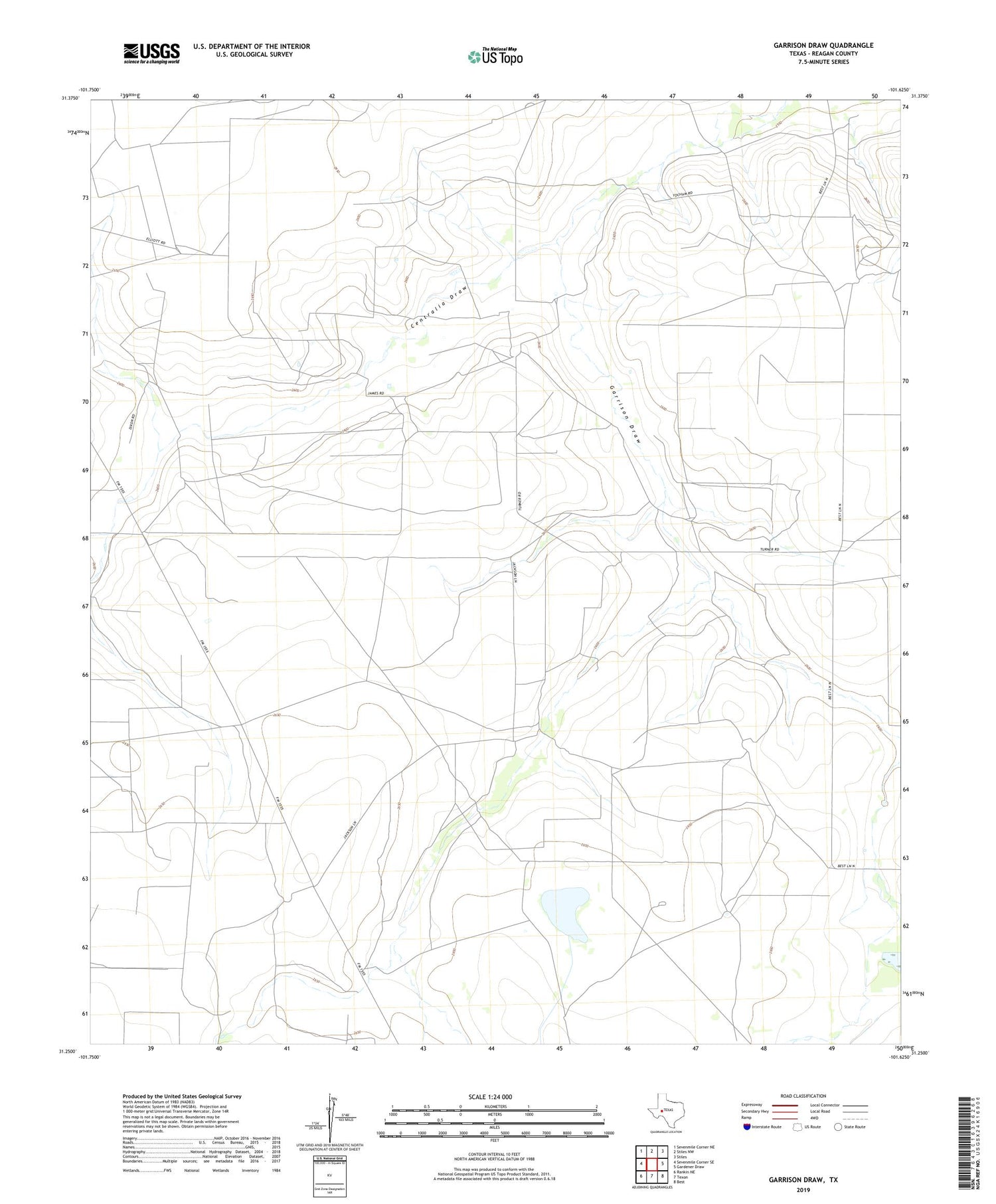Garrison Draw Texas US Topo Map Image