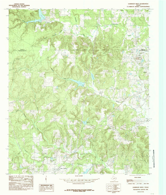 Classic USGS Garrison West Texas 7.5'x7.5' Topo Map Image