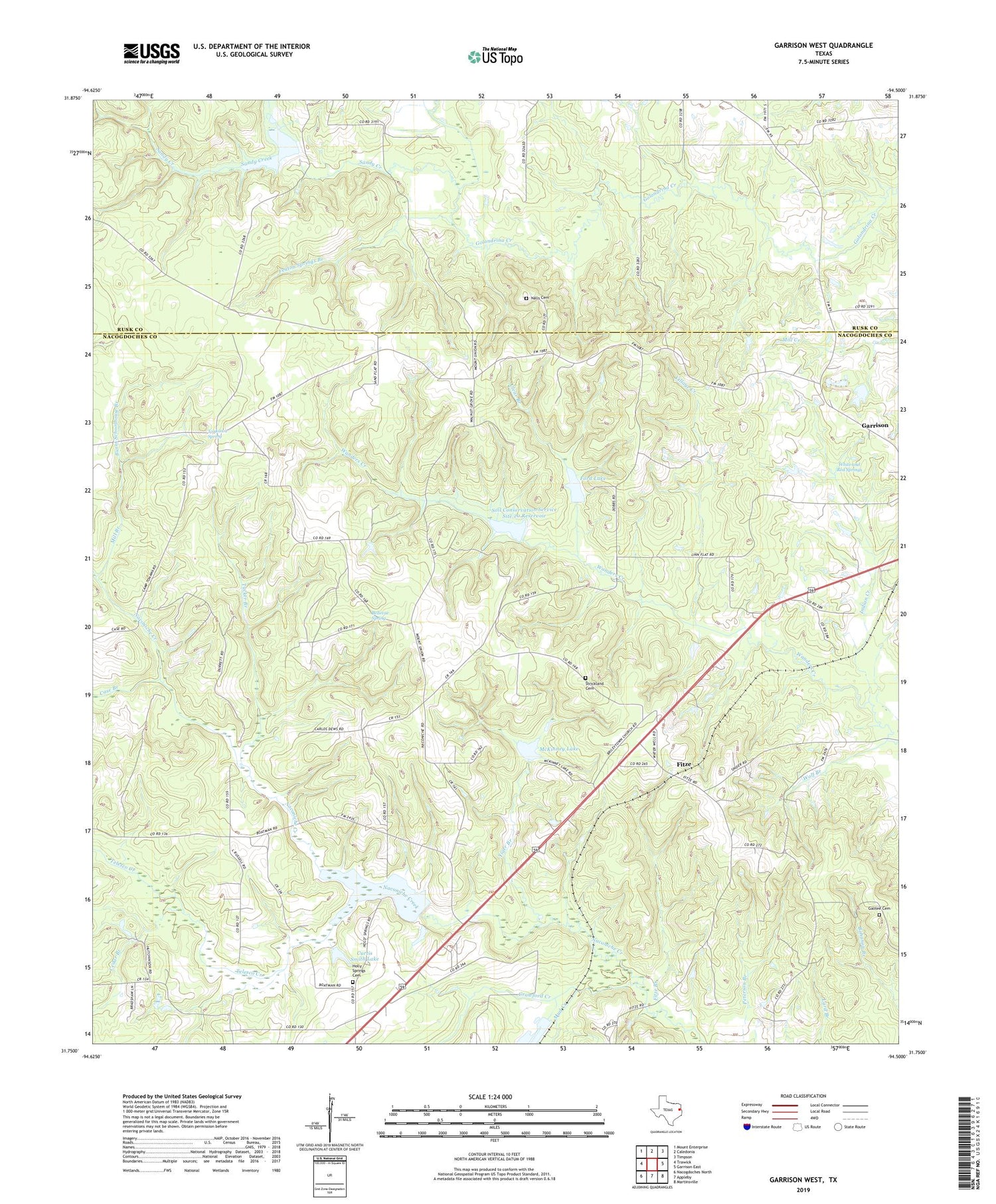Garrison West Texas US Topo Map Image