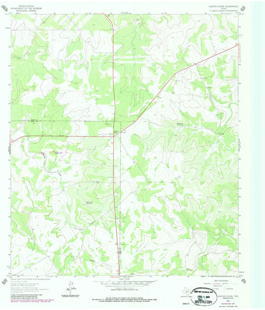 Classic USGS Garven Store Texas 7.5'x7.5' Topo Map Image