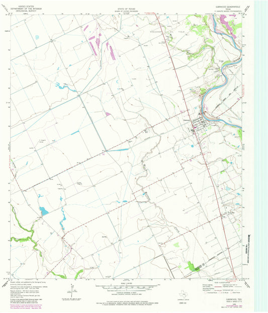 Classic USGS Garwood Texas 7.5'x7.5' Topo Map Image