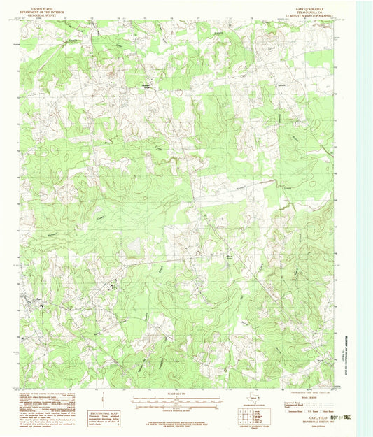 Classic USGS Gary Texas 7.5'x7.5' Topo Map Image